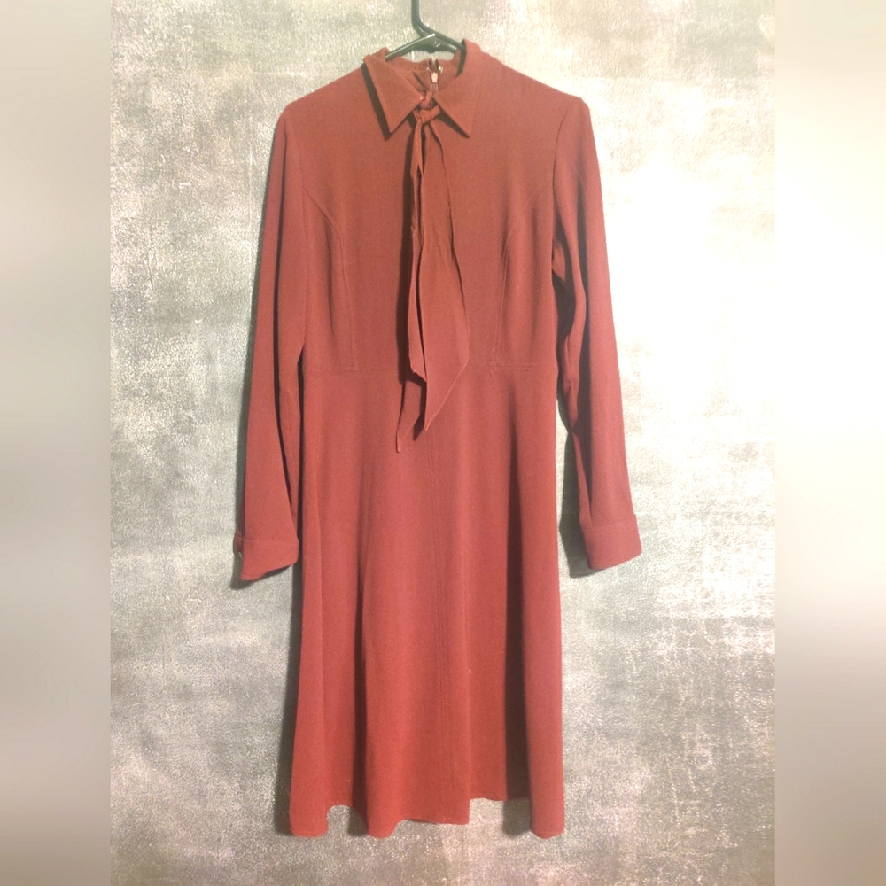 Maroon who what wear tie neck dress